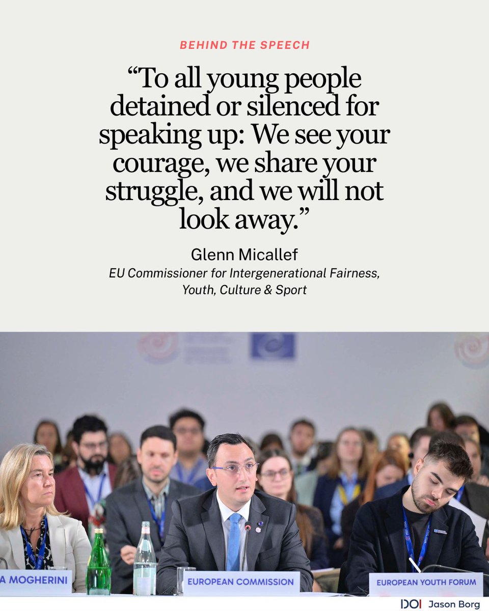 GlennMicallef's tweet image. Today in Valletta 🇲🇹 I spoke at the @coe Ministerial Meeting on Youth about democracy, participation &amp;amp; courage.

Because ⚖️ democracy begins with participation, 💬 lives through dialogue, and ❤️ thrives with young people at its heart.

#YouthForDemocracy…