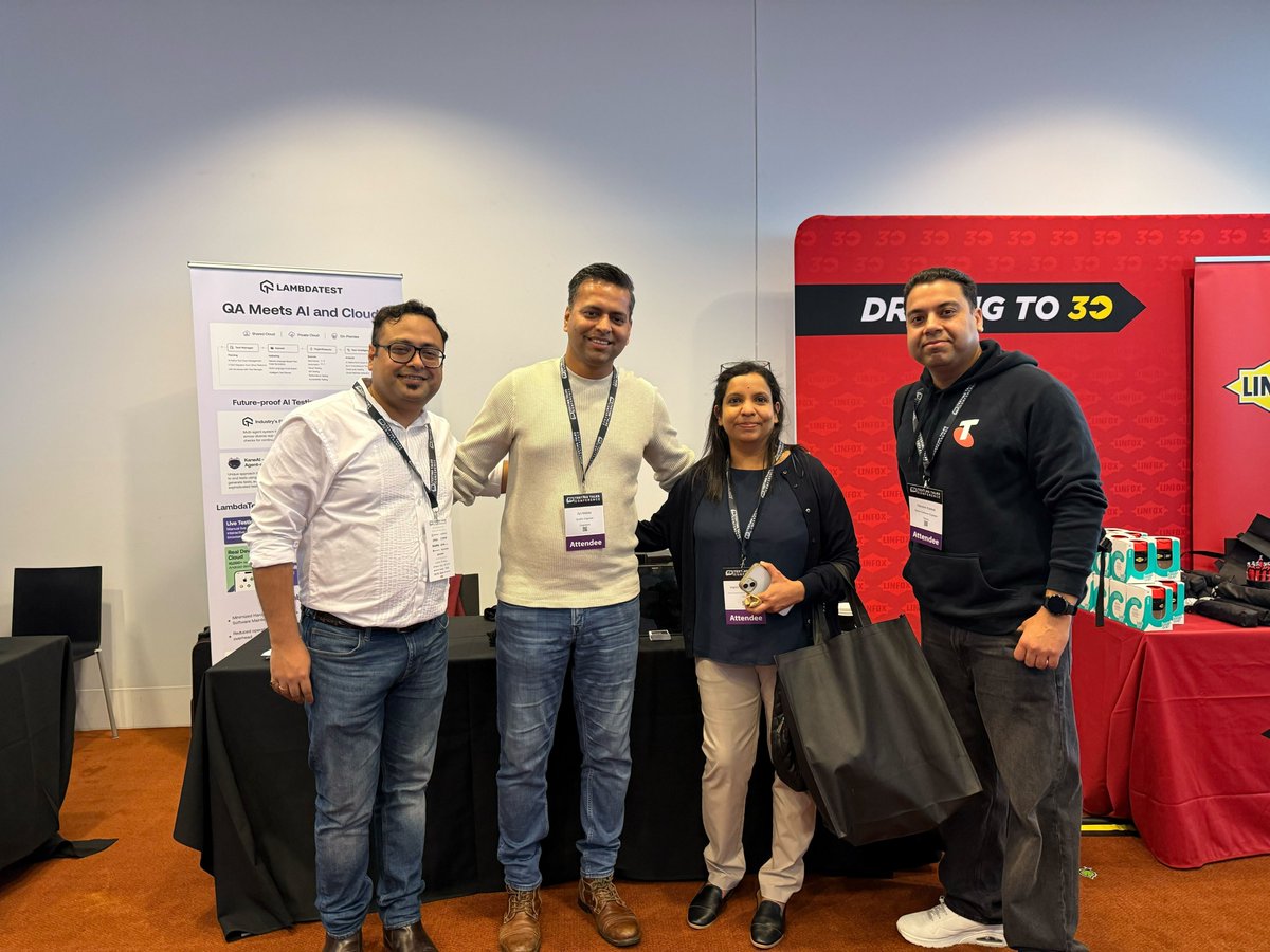 lambdatesting's tweet image. From #GenAI test orchestration to scalable #TestingSolutions, @TestingTalks Conference – Melbourne delivered.🚀

Swipe for highlights →

Our team had the opportunity to collaborate with industry thought leaders, exchange ideas on modern #TestingStrategies, and showcase how…