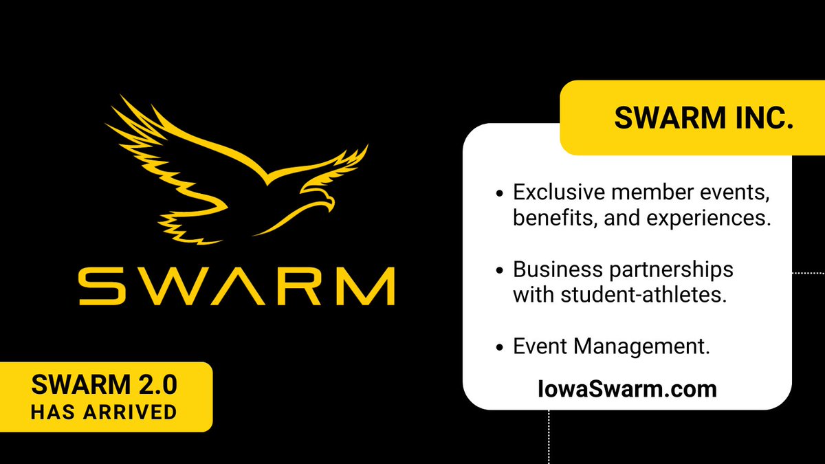 The NIL landscape is changing — and so is Swarm.
We’re evolving to help keep Hawkeye Athletics competitive &amp; championship ready. 
Nov. 1, 2025, we’ll transition from the Swarm Collective to Swarm Inc.