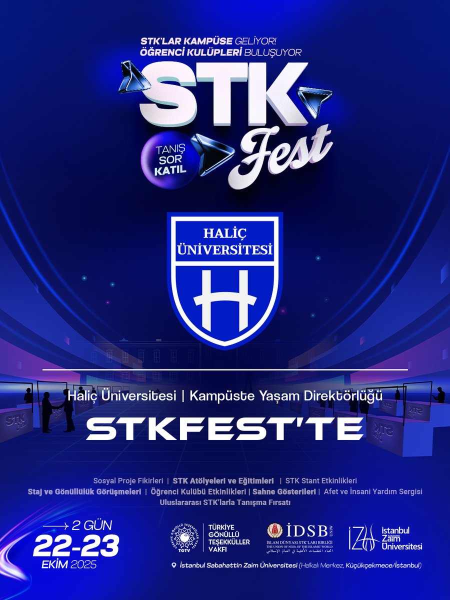 Haliç Üniversitesi, Kampüste Yaşam Direktörlüğü, #STKFest’te!

Haliç Üniversitesi, Kampüste Yaşam Direktörlüğü, 22-23 Ekim 2025’te İstanbul Sabahattin Zaim Üniversitesi’nde gerçekleşecek olan STKFest’te üniversite öğrencileri ile buluşuyor! 🎉