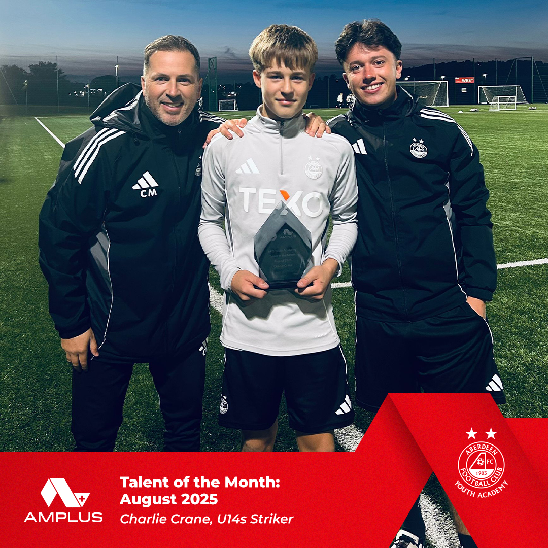 Well done to Hudson Aitken &amp; Charlie Crane who are the winners of our Amplus Talent of the Month Awards for August 👏

Thank you to Amplus for their continued support of the AFC Youth Academy.

<a href="/AberdeenFCYouth/">Aberdeen FC Youth Academy</a>