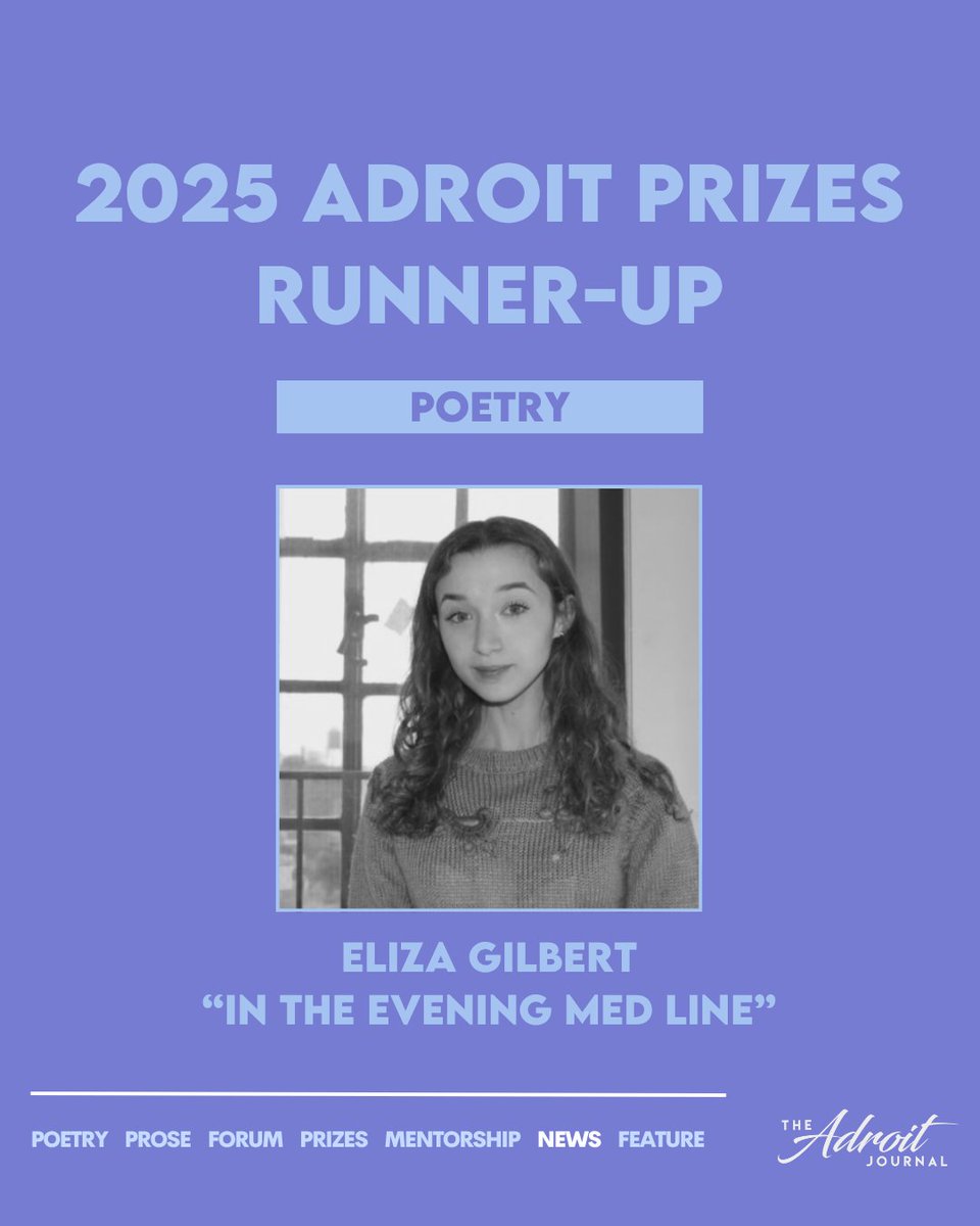 adroitjournal's tweet photo. Announcing the recipients of the 2025 Adroit Prizes for Poetry &amp; Prose, selected by Aria Aber &amp; Danez Smith! https://t.co/ibvYN4vfgq https://t.co/r8fzj4DQ9k