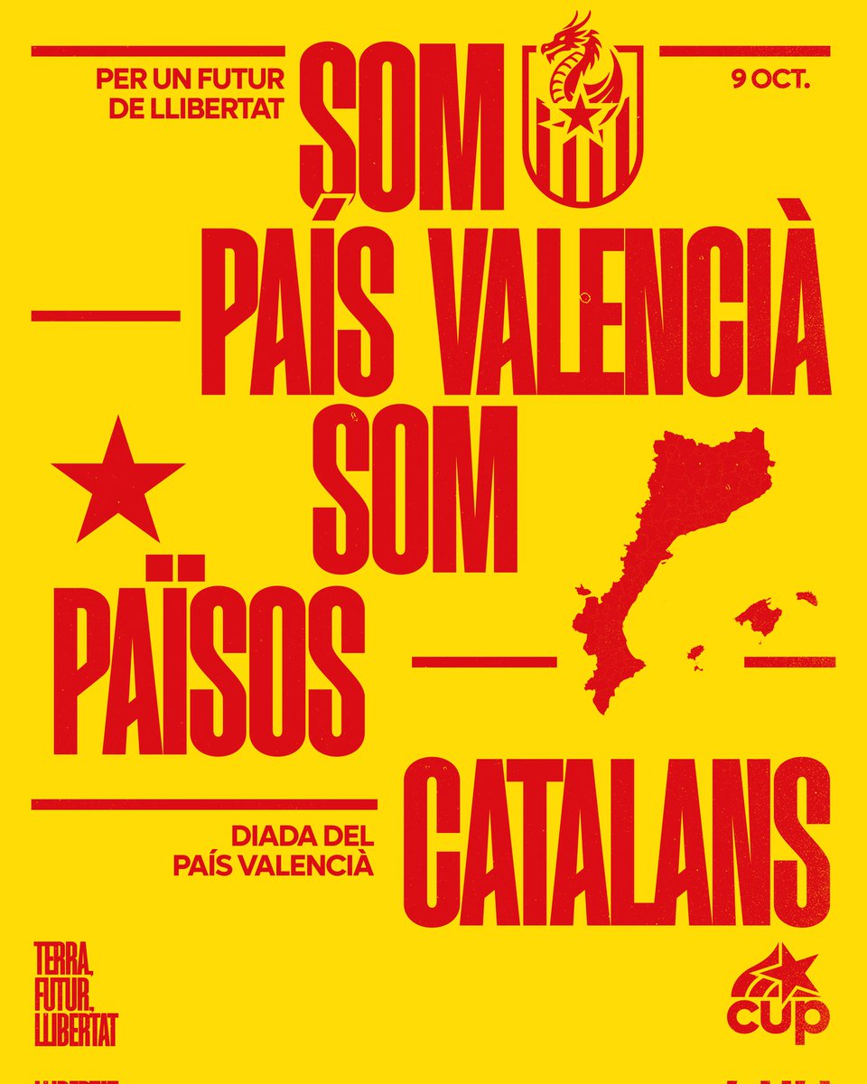 🟡 9 d'Octubre | El poble valencià és un poble en lluita, que renaix de les cendres i que construeix la llibertat dia a dia.

✪ PER UN FUTUR EN LLIBERTAT ✪

Som País Valencià, som Països Catalans