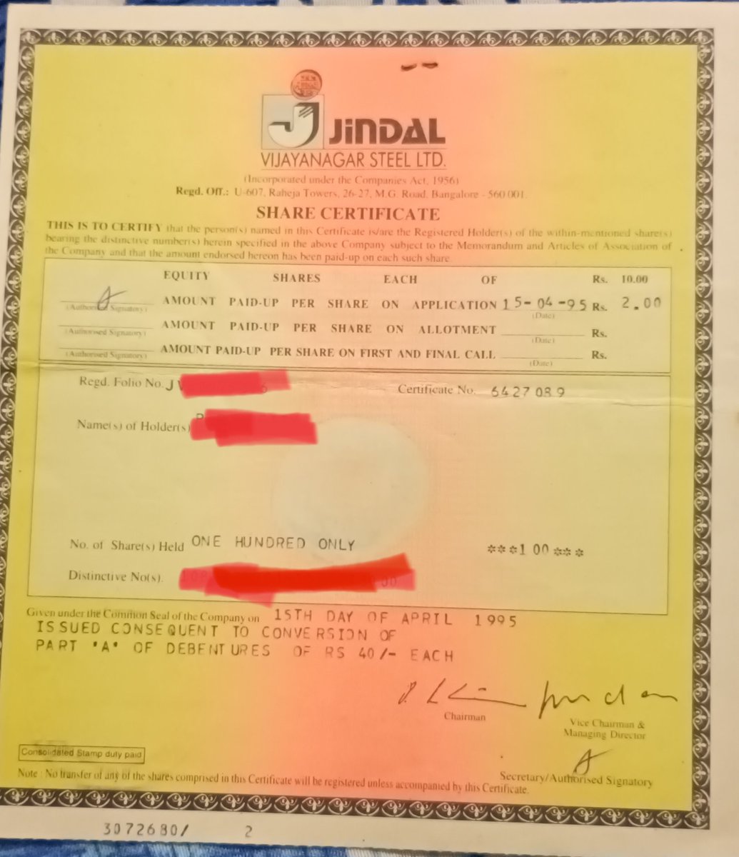 Revanth949's tweet photo. What is the value of it today. Jindal vijayanagar steel limited..i have 200 shares, విత్ physical document.Pls anyone explain @GromaticaMr @INDstocksApp 
@ETMONEY 
@moneycontrolcom 
@upstox 
@zeroda 
@_groww 
@AngelOne https://t.co/XFyZe4soWz