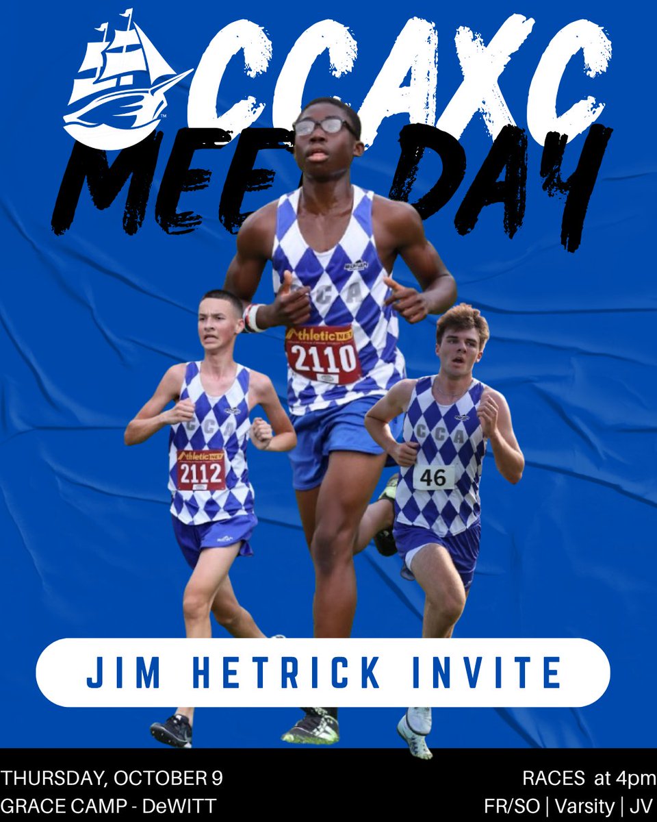 🔷🔷IT'S A #CCAXC MEET DAY🔷🔷

🎽 '25 Jim Hetrick Invite
📍 Grace Camp, DeWitt 
⏰ Races @ 4pm: | Fr/So | Varsity | JV
💻 Live Results: shannoneventtimings.anet.live/meets/57975