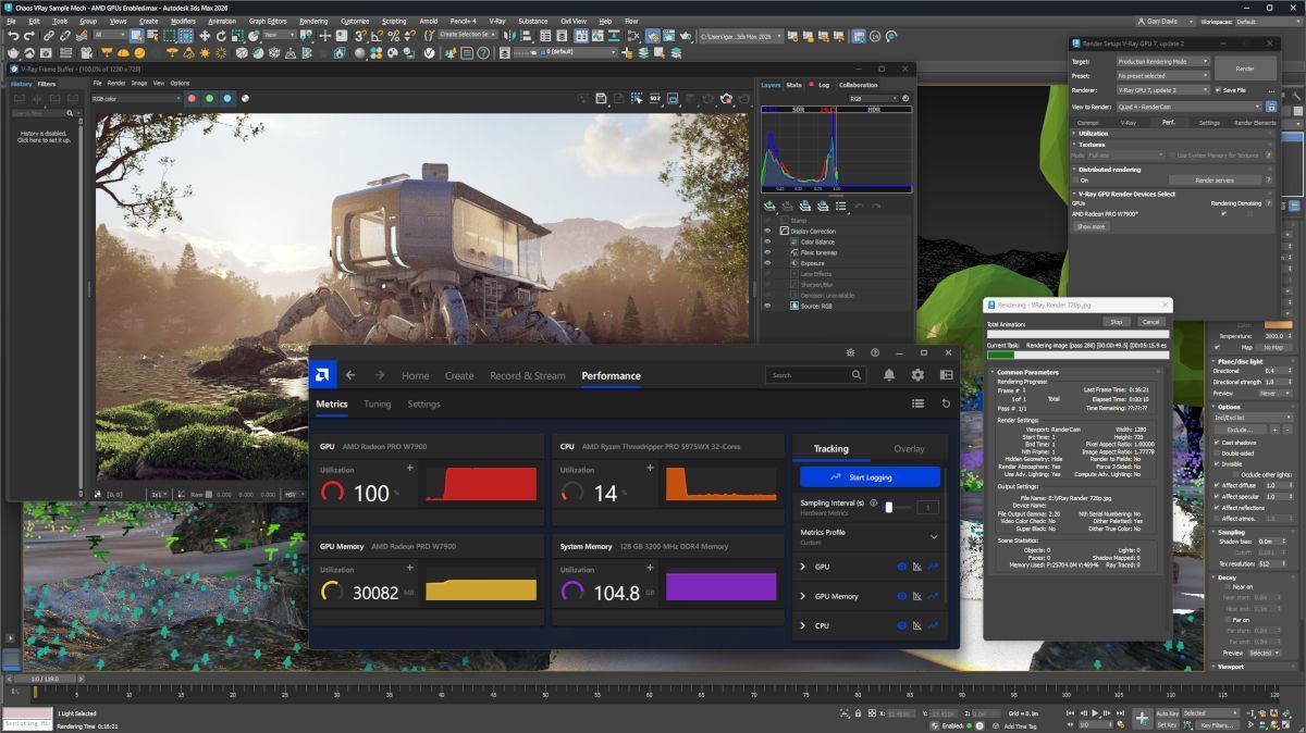theCGchannel's tweet image. [Sponsored] Discover how Chaos is using the open-source HIP toolkit to enable V-Ray GPU to support AMD GPUs

You can see a sneak peek of V-Ray for 3ds Max running on a Radeon PRO W7000 Series GPU here: cgchannel.com/2025/10/chaos-… 

#VRay #rendering #archiviz #VFX @RadeonPro