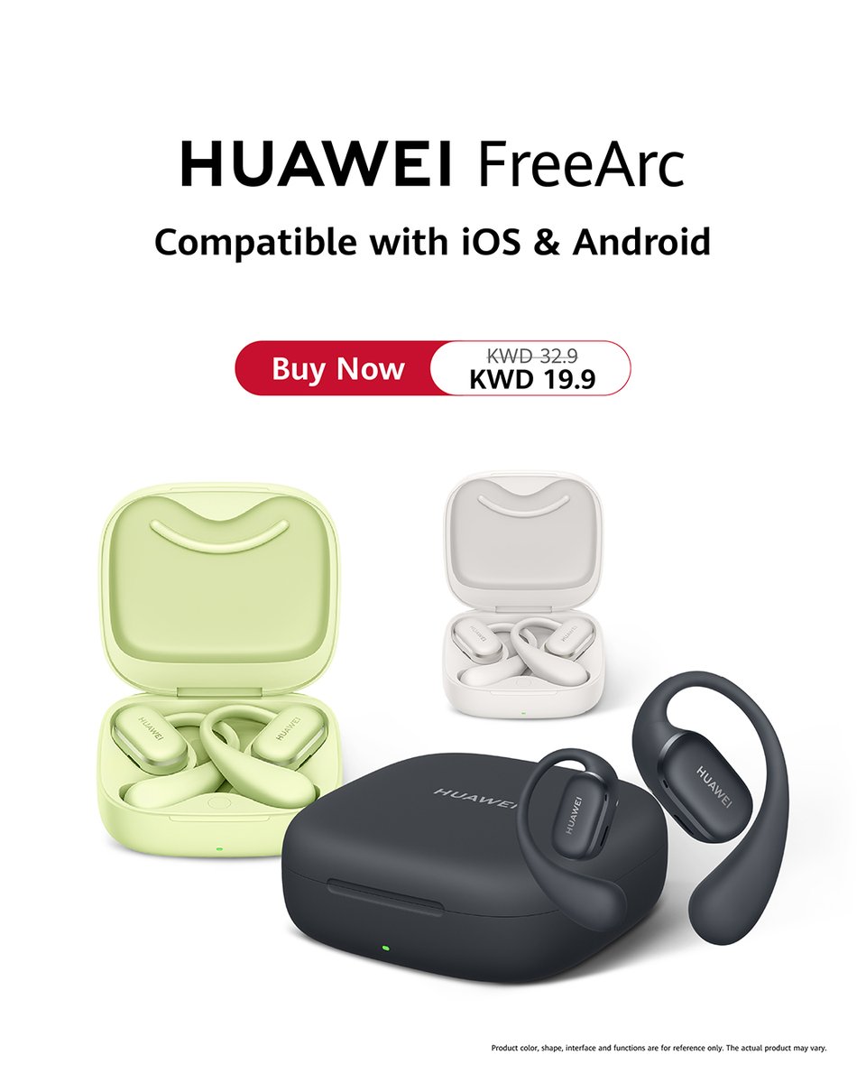xcitealghanim's tweet photo. ودّع قلق البطارية  #HUAWEIFreeArc تمنحك إيقاعًا يدوم، ليبقى يومك مشحونًا بالموسيقى.
اشترِ HUAWEI FreeArc الان ب 19.9 د.ك.

 #xcitehuawei https://t.co/24rePg3ikX