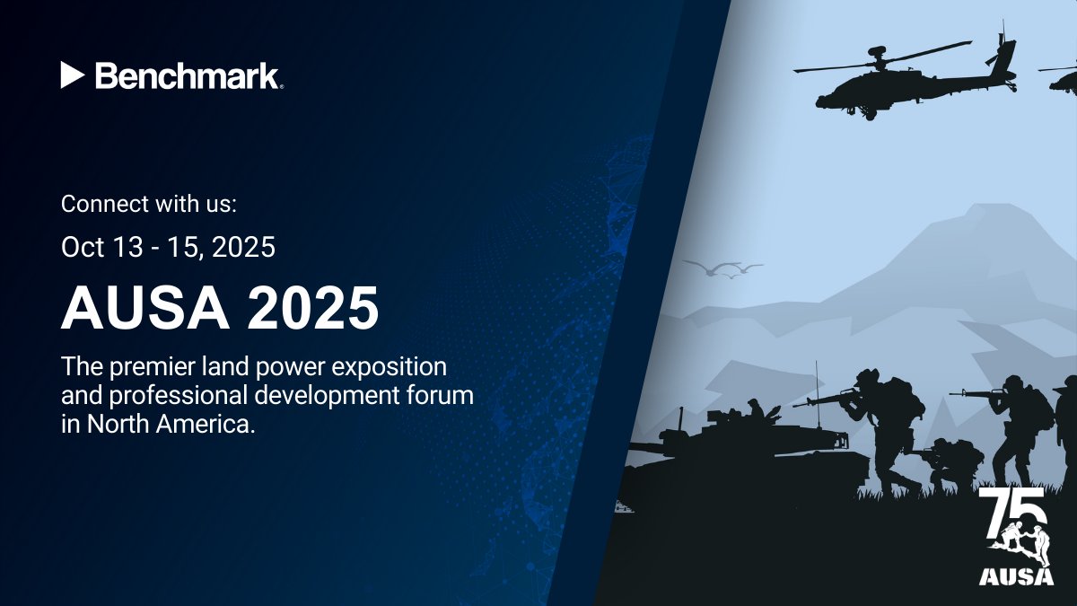 BenchElec's tweet image. Discuss defense manufacturing with us at AUSA 2025 go.bench.com/46MzFhu
Join us at AUSA 2025 to explore how our advanced manufacturing and engineering services support the most demanding defense programs. Let’s talk about your next mission-critical build. #AUSA2025 #AUSA