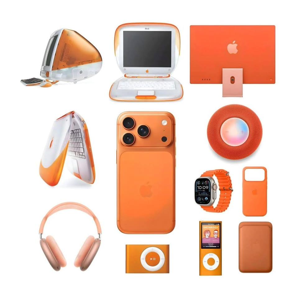🤯 Dato curioso de #Apple  Este color NARANJA 🍊 se vio en 
En iMac G3 y los iBooks "tangerine" de finales de los 90. 

La historia de Apple es mucho más colorida de lo que pensábamos, ¡y no solo en sus gadgets más nuevos! 
#iPhone17 #ipod