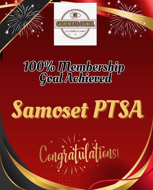 🎉 Congrats to Samoset PTSA — 100% membership!
Every member helps create more opportunities and support for our students. ❤️🖤💛
#SachemPride #PTAStrong #ForOurStudents