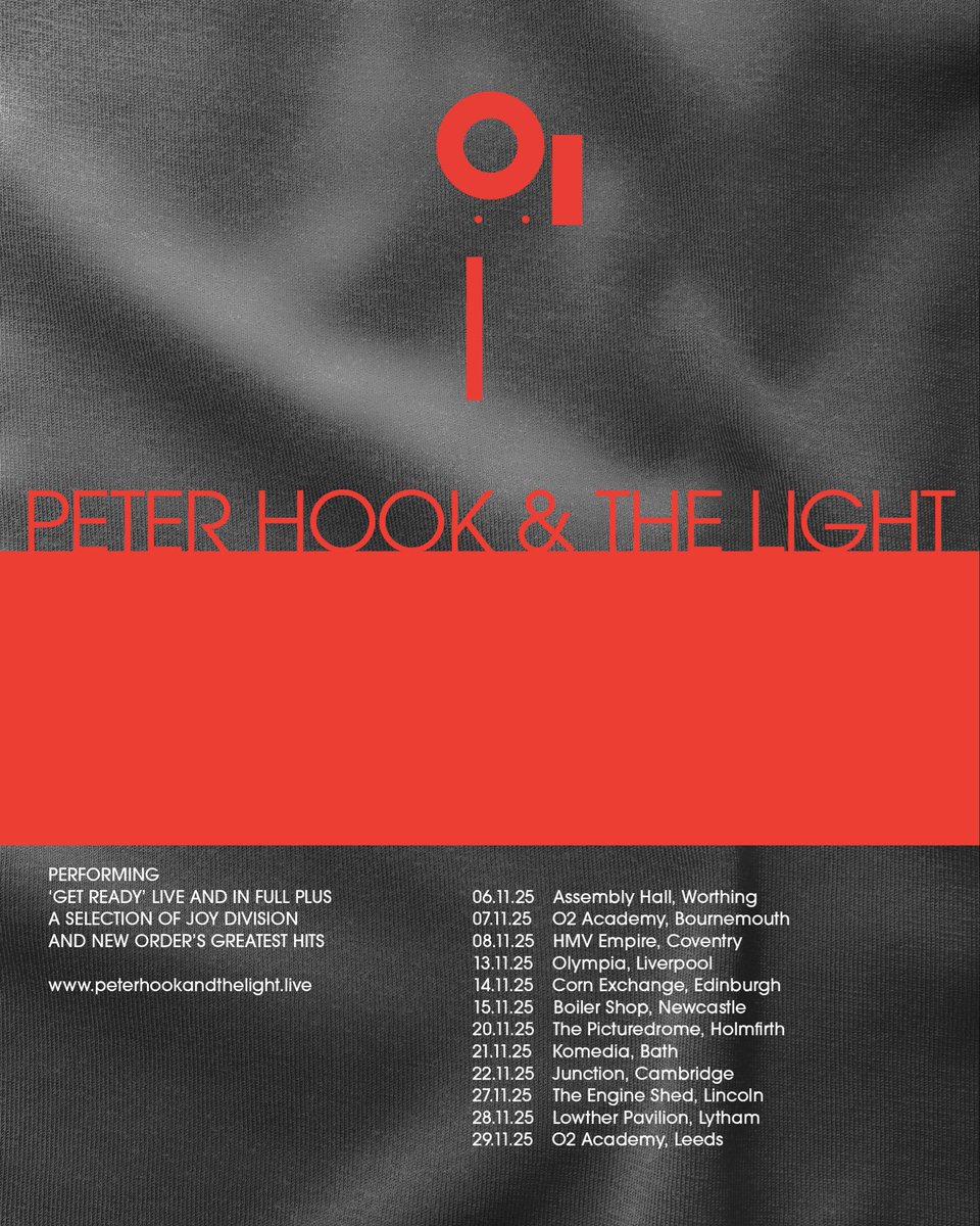 peterhook's tweet image. Our UK tour performing ‘Get Ready’ in its entirety followed by a full second set of Joy Division/New Order classics kicks off exactly 1 month from today…
Tickets on sale now & moving fast via peterhookandthelight.live