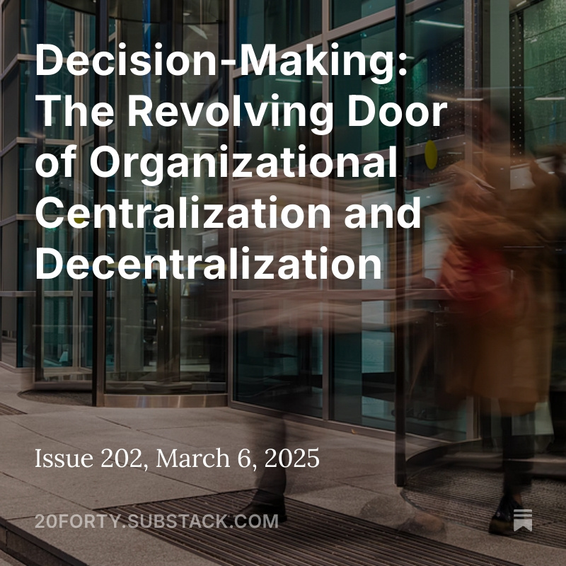 novakkevin's tweet image. Centralize or decentralize? Organizations keep cycling between these models like it&apos;s a fresh solution each time. Our new analysis reveals why this &quot;revolving door&quot; strategy fails and what actually works. #Leadership #OrganizationalDesign #workin2025
hubs.ly/Q03MG_k80