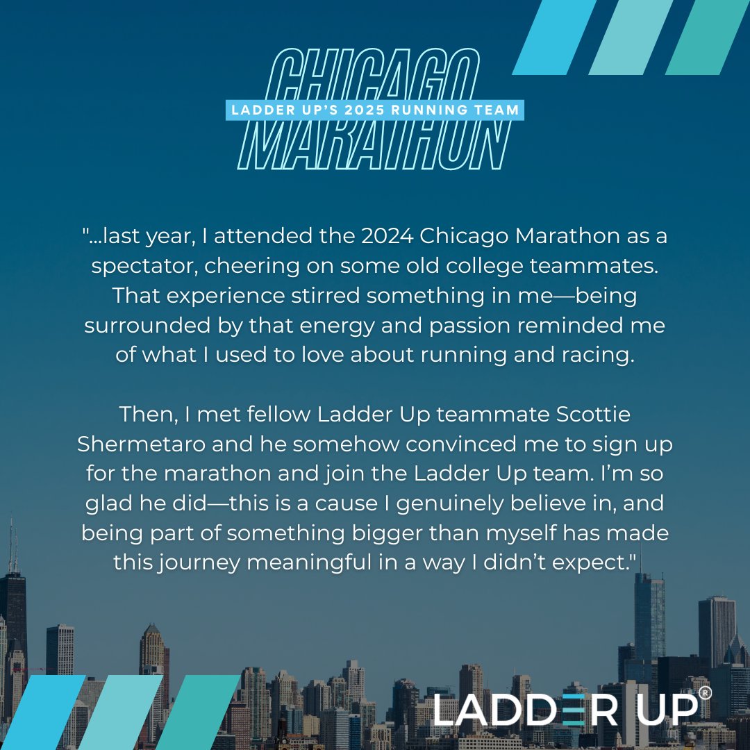 LadderUp's tweet image. We are thrilled to present Erin Cawley in our final runner spotlight! Join us in cheering Erin &amp;amp; the #LadderUp running team this weekend! Support our cause &amp;amp; donate today—every little bit helps!​

Sponsor Erin at ow.ly/xBln50X6zTz
Visit tinyurl.com/LUChiMarathon25 to learn more
