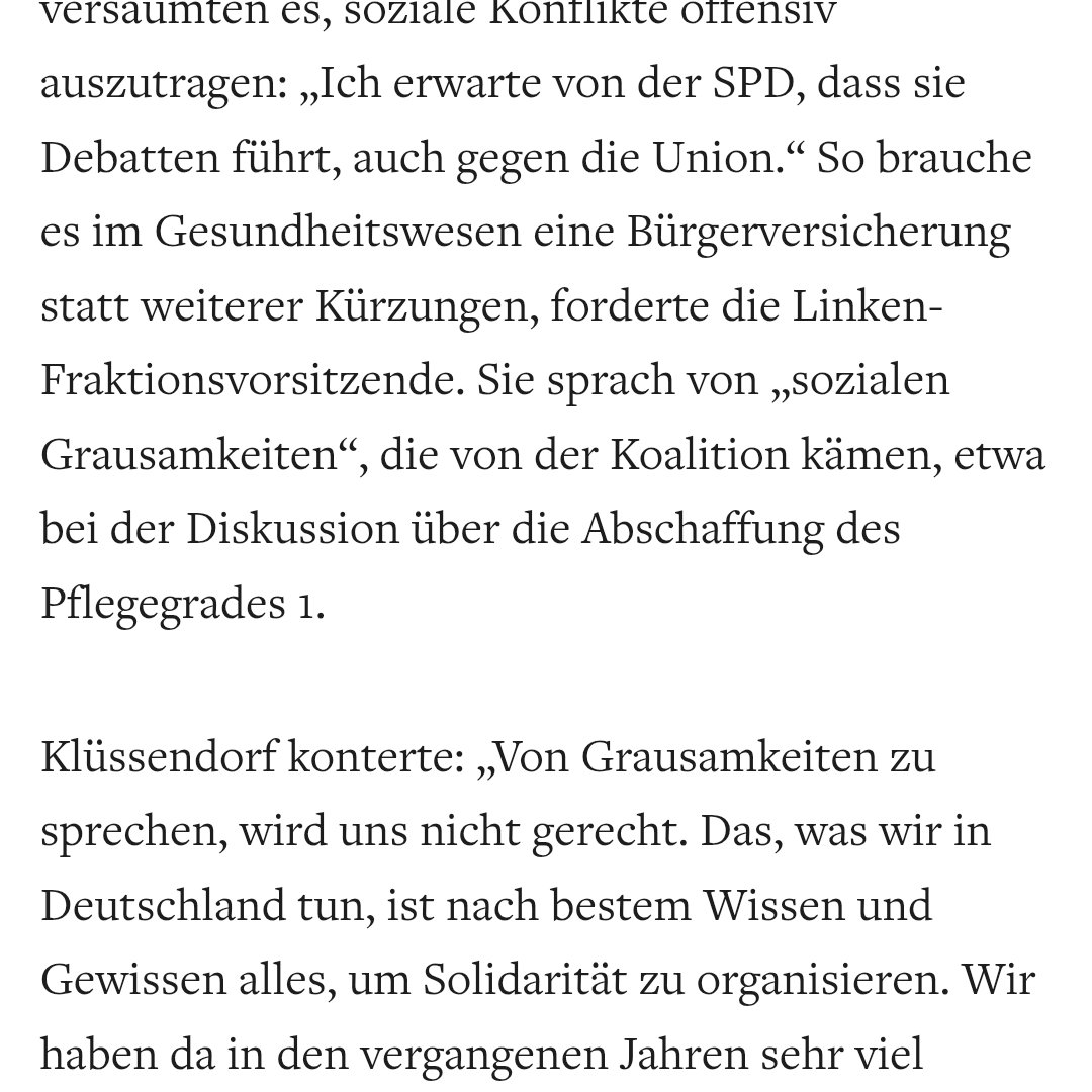 Partei und Fraktionen in Bund und Ländern gehören personell entflochten. Sonst können wir uns von der Backe putzen, dass diese Debatten, die ich ebenfalls für absolut nötig halte, je passieren.