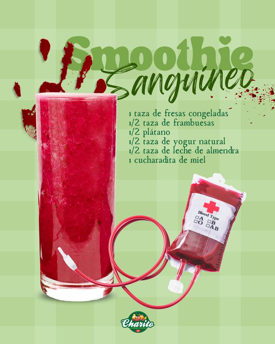 FrutasCharito's tweet image. Te presentamos la receta del Smoothie Sanguíneo, ideal para el vibe de Halloween y cargado de fruta Charito. ¡Es adictivo! 🤤

¡Prepara tu poción y a disfrutar! 🧛‍♂️: frutascharito.es

#frutascharito #smoothie #halloweenfood #recetafacil #vampiros #mercadodechamartin