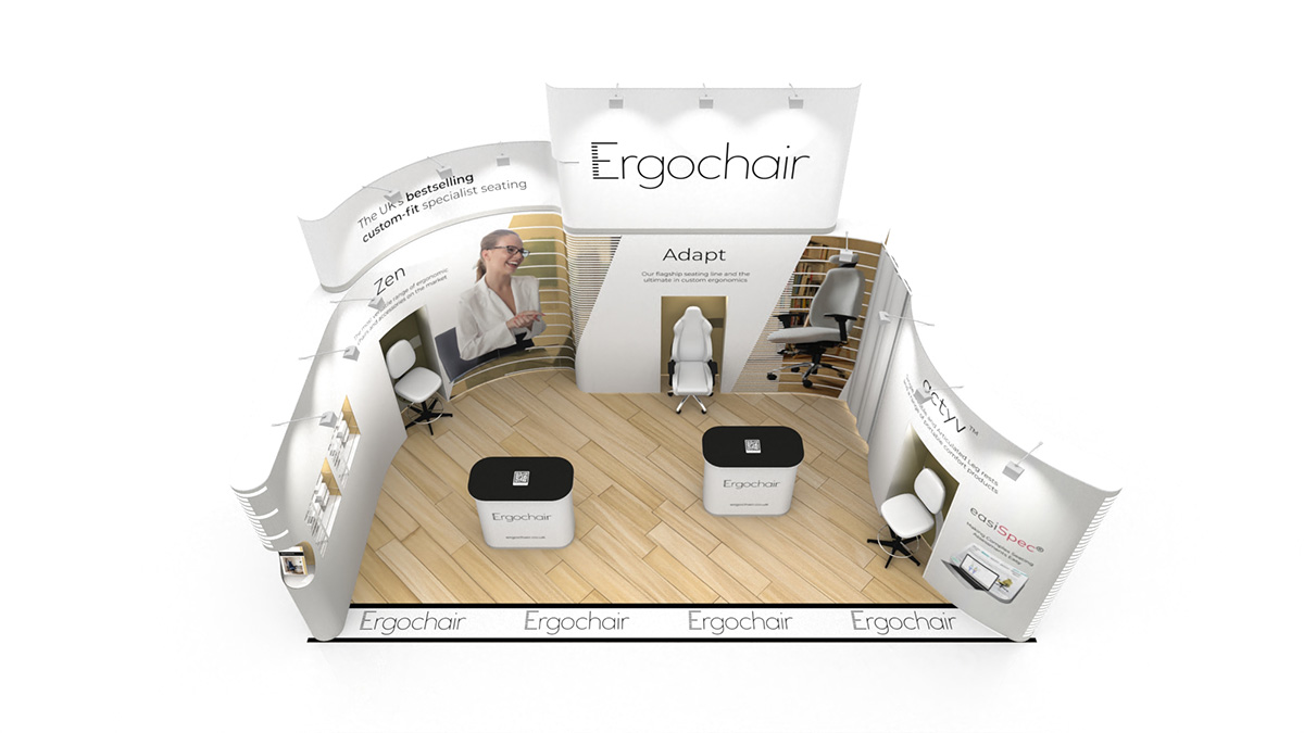 Quadrant2Design's tweet image. Bright 7m x 4m #Exhibition Stand Idea for Ergochair.