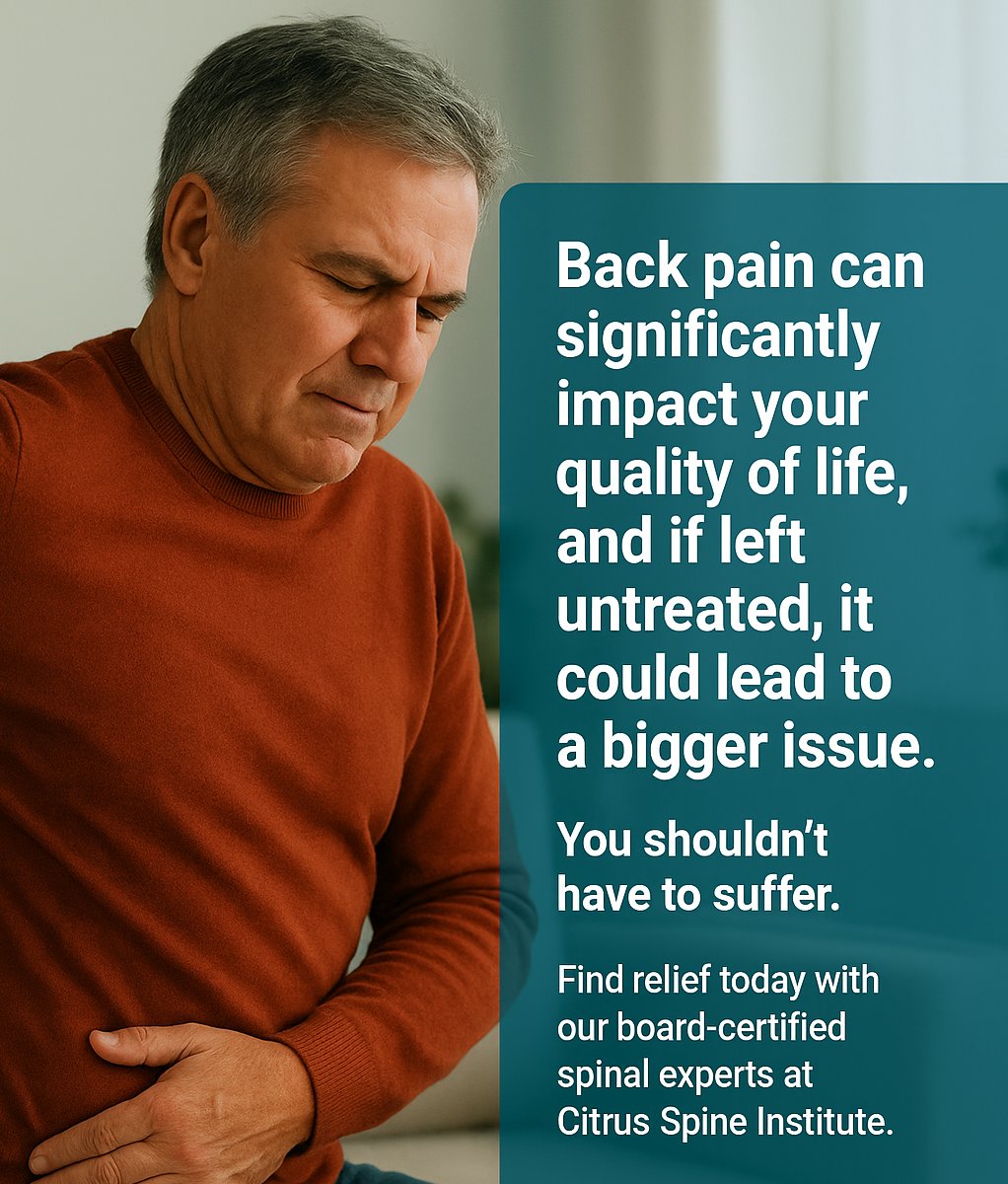 CitrusSpineIns's tweet photo. Back pain steals more than comfort—it impacts daily life. Find lasting relief with us! #BackPainRelief #CitrusSpine https://t.co/B3BjHuI38t