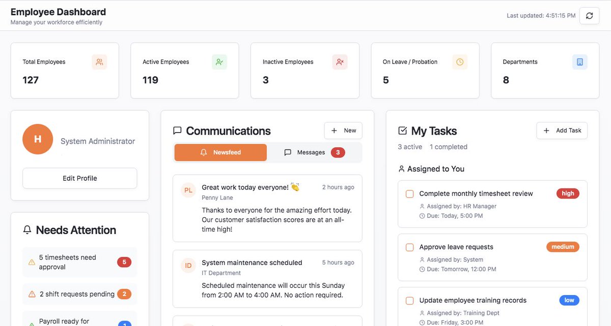 WorkforcesyncSA's tweet image. These are screenshots of what a manager would see of my payroll Hr management saas dashboard done through @lovable_dev but I’m not really satisfied, any recommendations