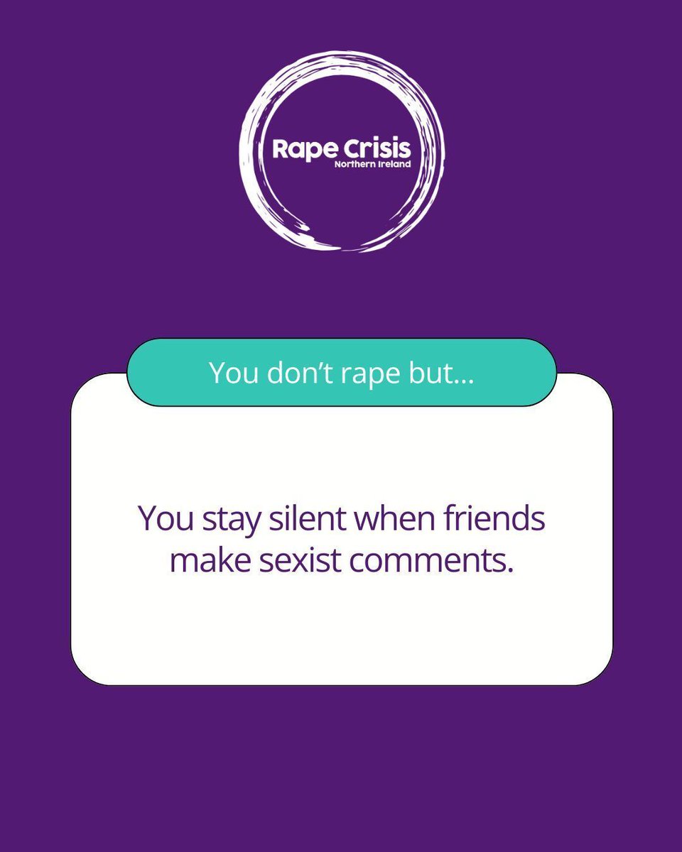 RapeCrisis_NI's tweet image. Sexual violence doesn’t exist in isolation - it’s upheld by everyday attitudes and behaviours. 

Change starts with accountability, respect, and action. 

Together, we can build a culture of consent and safety. 💛 

#EndRapeCulture #ConsentMatters #RespectIsKey #BreakTheSilence