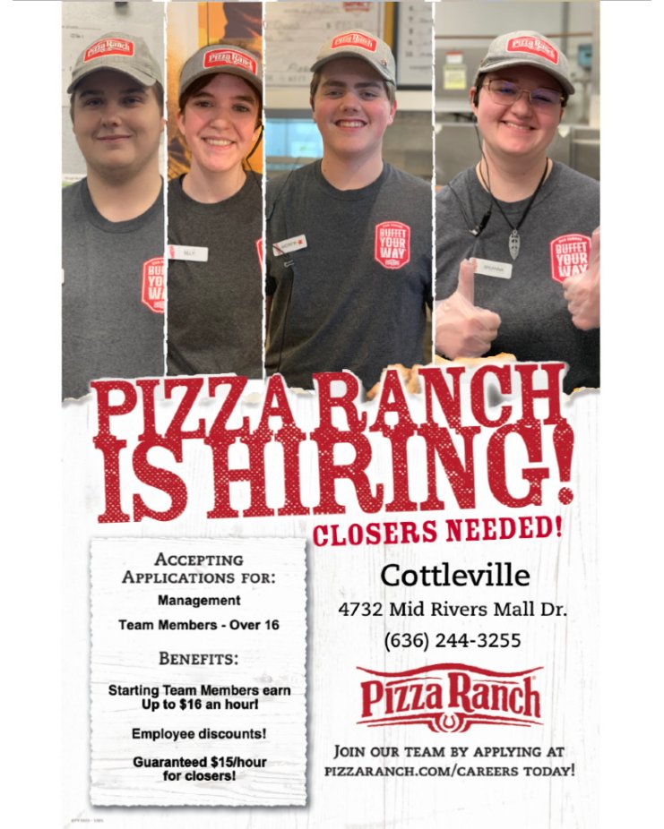🚗🍕 Now Hiring Drivers! 🍕🚗

We're looking for drivers, 18+, to deliver cravable food to our guests! Plus, you'll work in-store when not driving.

Flexible scheduling, competitive pay, &amp; growth opportunities. Apply at pizzaranch.com/careers.

#NowHiring #DeliveryDriversa