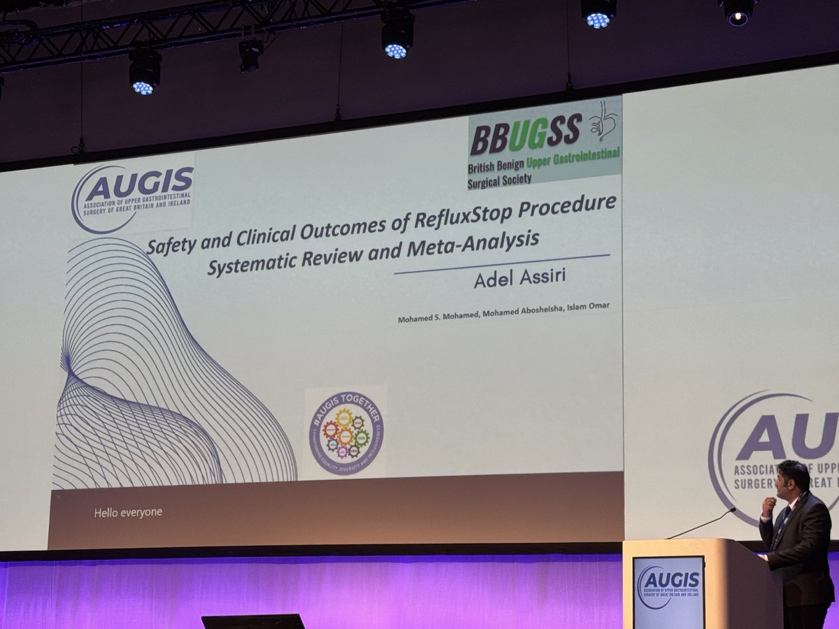 Great presentation by our team member Adel Assiri at AUGIS, showcasing our project on the Safety and Clinical Outcomes of the RefluxStop Procedure.
<a href="/Augishealth/">AUGIS</a>