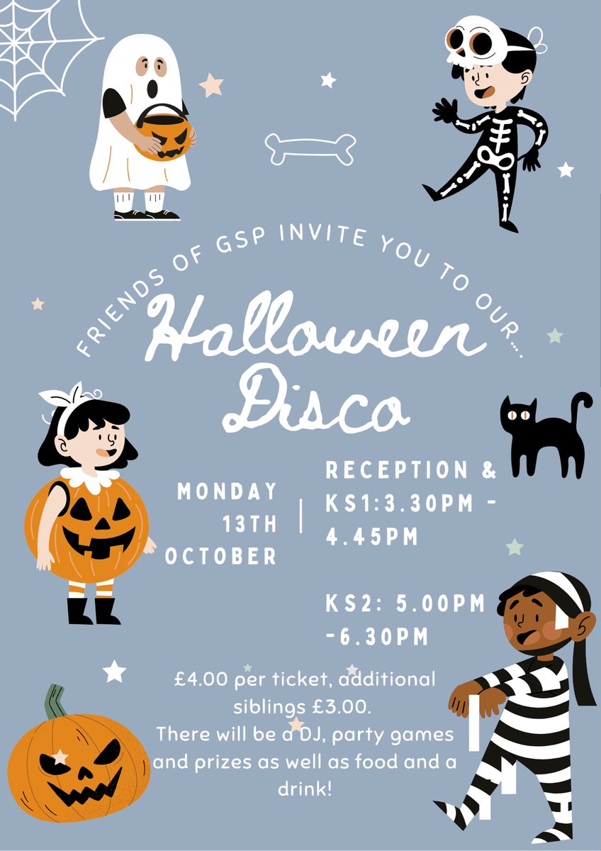 We have reopened the ticket sales on arbor (the school shop tab) for any remaining children who may have changed their mind and now want to come to our Halloween disco!

We have sold over 250 tickets for the 2 discos and WE CAN’T WAIT to party 

🎃👻💀🍬🥳🎶🎤
