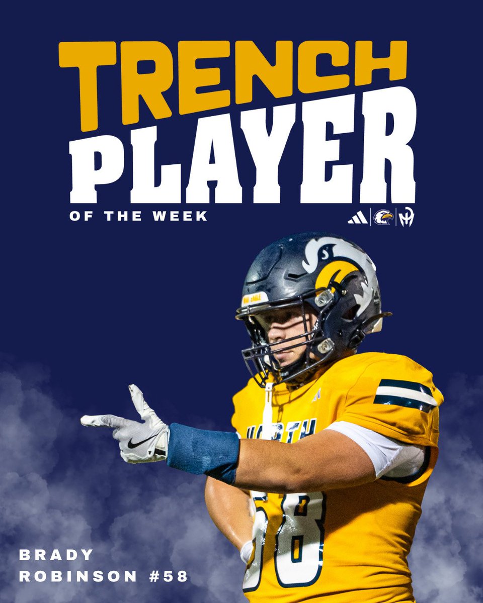 WEEK 6 — TRENCH POW
#58 BRADY ROBINSON
JUNIOR, DEFENSIVE LINE

#NarrOW /// WAR 🦅