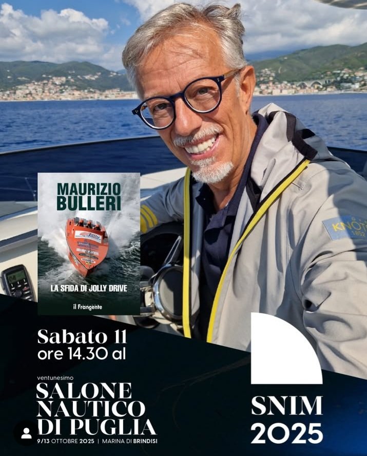 [#eventi] 🚤 Maurizio Bulleri a Brindisi!
📚 Lo storico tester di The Boat Show  presenta il suo libro “La sfida di Jolly Drive” allo SNIM - Salone Nautico di Puglia. 
📅 Sabato 11 ottobre – ore 14:30
📍 Anfiteatro Porticciolo – Marina di Brindisi
#lasfidadijollydrive #SNIM2025