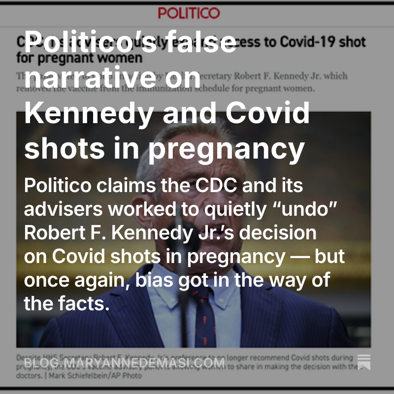 MaryanneDemasi's tweet image. Politico asserted that @CDCgov &amp;amp; ACIP worked to &quot;soften&quot; an earlier decision by @SecKennedy to stop recommending that pregnant women get the shots.”

But ACIP member @RetsefL says the article is pure fiction. 
blog.maryannedemasi.com/p/politicos-fa…