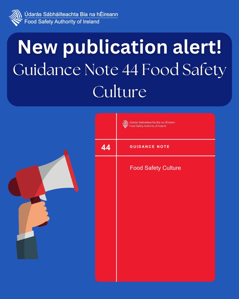 FSAIinfo's tweet image. 📢 Today, the FSAI published a new Guidance Note on Food Safety Culture.

👉 Read more and download the guidance note here: ow.ly/PEGg50X921G

#FoodSafety #FoodSafetyCulture #GuidanceNote