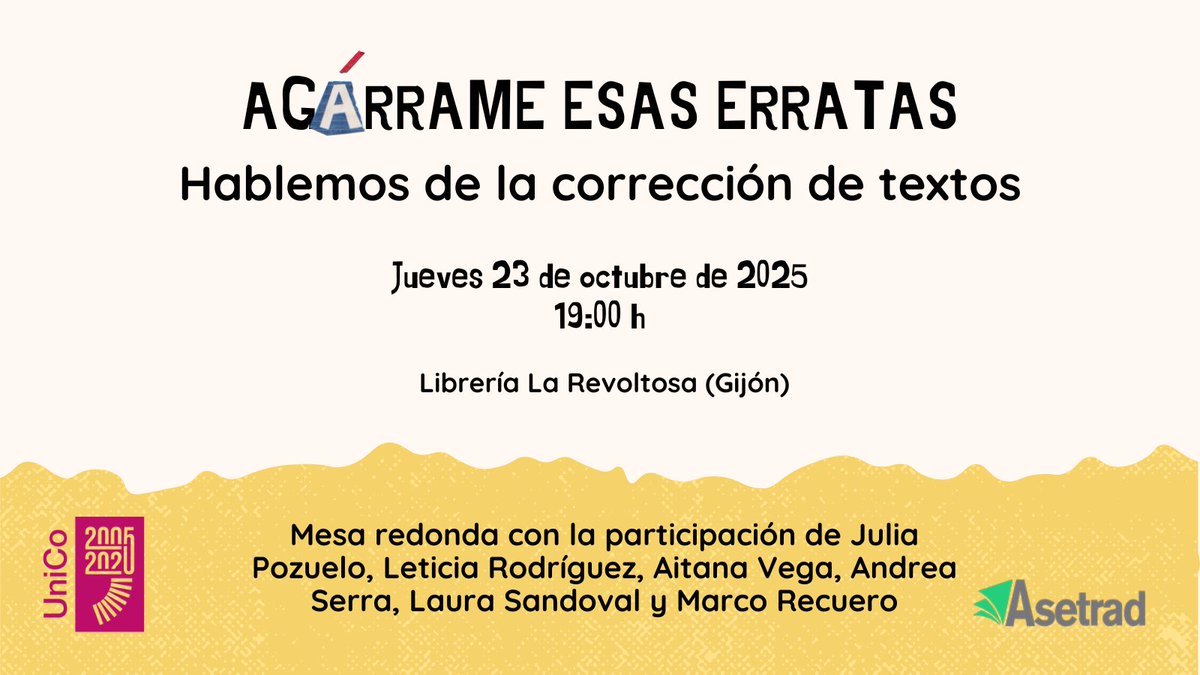 ☕ Apúntalo en la agenda: el jueves 23 de octubre a las 19:00 tenemos una cita en la librería-cafetería La Revoltosa (Gijón).