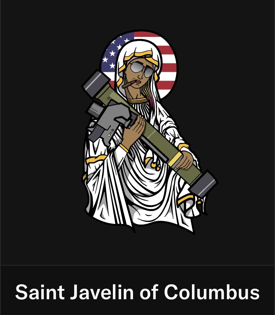 I just picked up this US Schmaint on secondary!

If the Museum of Toledo acquires it I will happily change it to Saint Javelin of Toledo, allowing them to symbolically obliterate their biggest rival for Ohioan supremacy.

Standing offer.