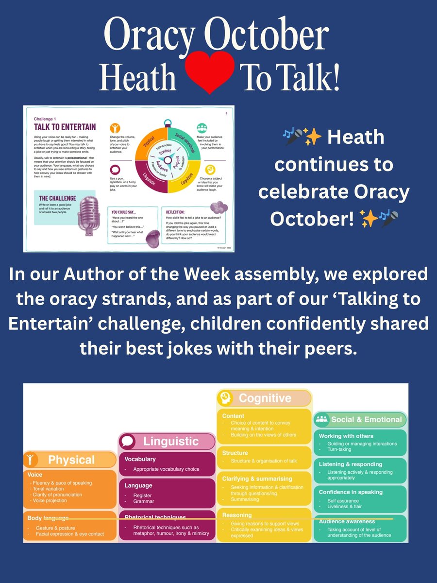 🎤 Our <a href="/HPSDerbyshire/">Heath Primary</a>  pupils shone in this week’s Author of the Week assembly, confidently sharing their best jokes as part of our ‘Talking to Entertain’ challenge! 🌟💬 We’re so proud of how  they’re using their voices this #OracyOctober!  <a href="/voice21oracy/">Voice 21 Oracy</a>
