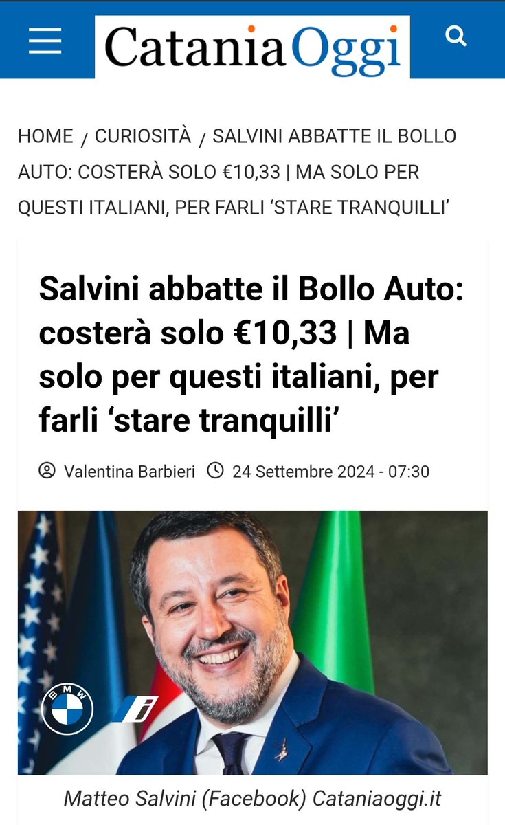 SabinaCusin's tweet photo. L'abbattimento del #bolloauto a 10,33€ ha già superato la prova del Primo Anno.
#salvini mantiene le promesse. https://t.co/Z60Gs69C4Q
