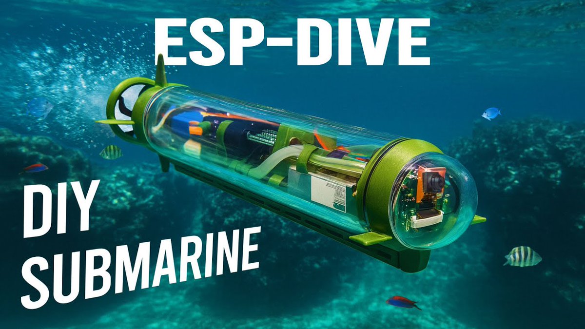 🌊 Dive into DIY innovation with ESP-DIVE — an FPV-enabled RC submarine powered by our XIAO ESP32S3 Sense! Built by <a href="/maximagination1/">Max Imagination</a>, it streams live video from its bubble cam and is fully controllable via phone.

📺 Watch the full tutorial here 👉 bit.ly/4hbhyFK