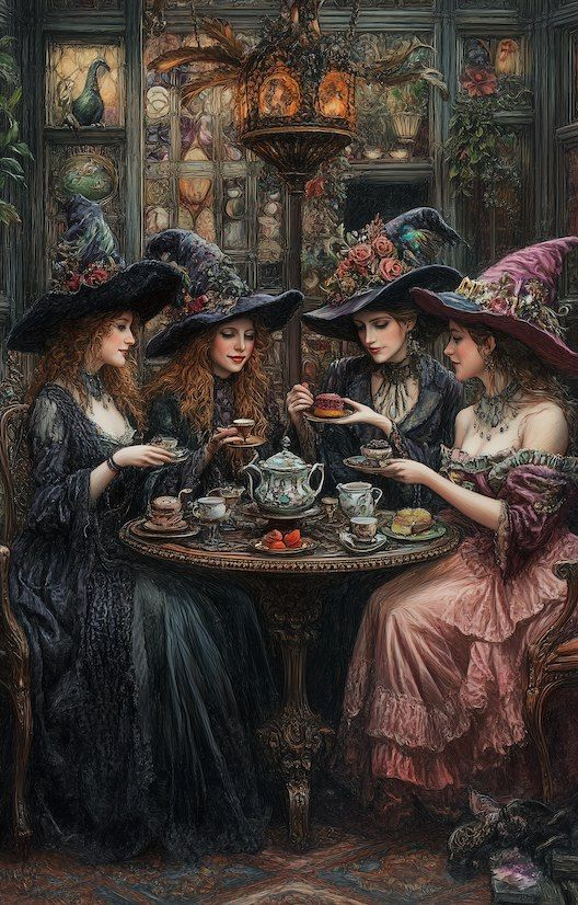 ChristineV8's tweet photo. "The witching hour will soon approach
All Hallows Eve doth fast encroach
Accept this invite to our tea
Of Queen Anne's lace and laurel leaves.
And watch upon this ghostly night
Blood stains the moon and broom's in flight."
~ Delarosa Laskovna
#TeaTimeThursday #Halloween #Witch https://t.co/kHTJLkyuAU