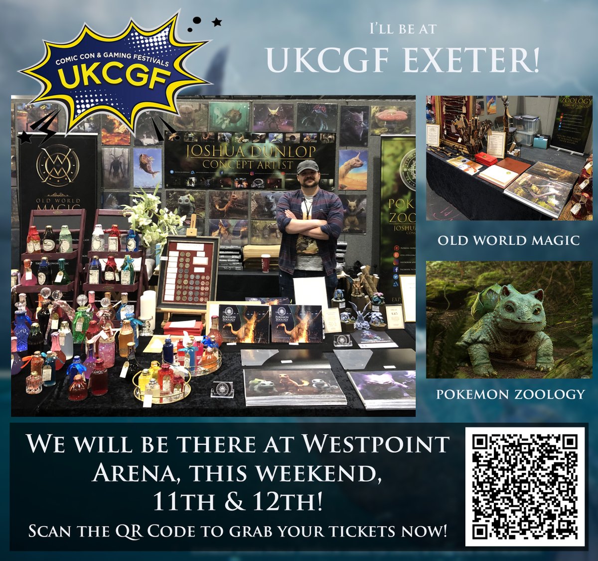 I'm going to be at Exeter @UKCGF this weekend at the Westpoint Arena! Come and say hi!

 #Pokemonzoology #Oldworldmagic #potions #wands #dragonskulls #fairies #Pokemon #joshdunloconceptartist