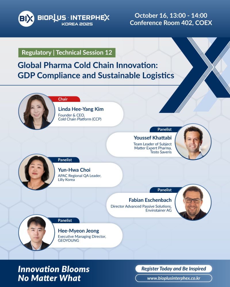 ColdPlatform's tweet image. With just a week to go until Bioplus-Interphex Korea 2025, this year’s conference will feature the session “Global Pharma Cold Chain Innovation: GDP Compliance &amp;amp; Sustainable Logistics.” 

🗓️ Thursday, October 16 (13:00-14:00) 
📍 COEX, Seoul
 
bioplusinterphex.co.kr/en-us/program/…