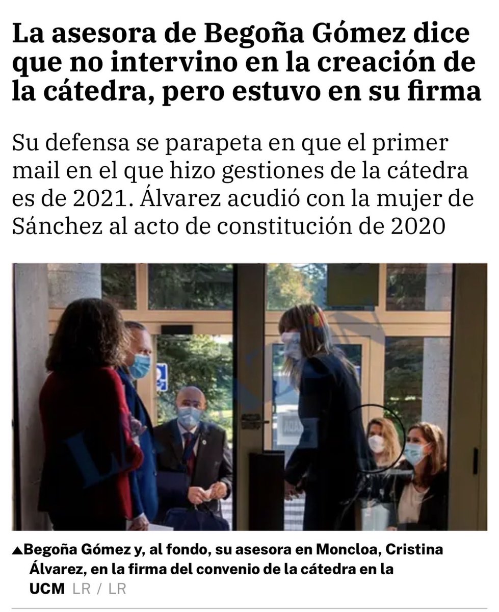 Vaya día para Begoña Gómez. La Audiencia avala investigar la malversación, se descubre que mintió al decir que no contaba con la cátedra y se verifica que su asesora personal pagada con nuestro dinero era su sombra en sus actividades privadas.

Pero todo son bulos de la