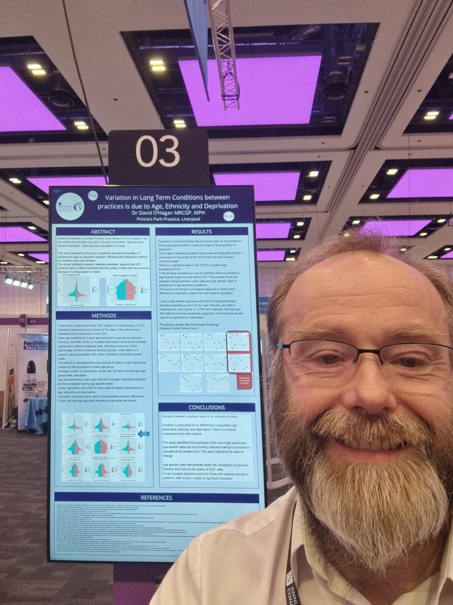 #RCGPAC  Topical poster on funding General Practice. Practice population demographics affect income. One way to reduce this is age standardising especially in Copd, Hypertension, Cancer and Diabetes