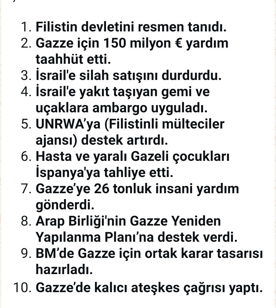 Gazze barışının sağlanmasında İSPANYA en net adımları atan ülke oldu. Varsa bir ödül bu halkın ve lider Sanchez'indir.

Gazze Hamas İsrail barış Trump Amerika #bist100 #Galatasaray #fenerbahçe Necati arabacı #sallandık deprem #altın borsa SUMUD Nobel katar