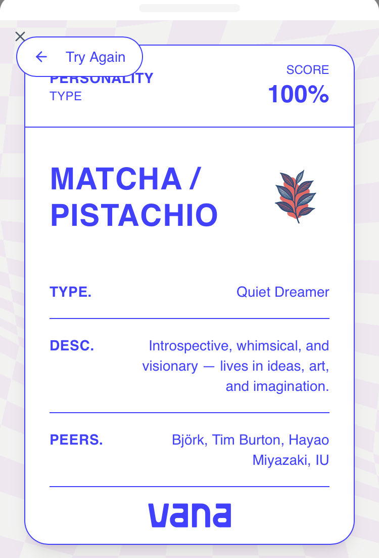 If I was an Ice Cream Flavour, I'd be Matcha / Pistachio, Introspective, whimsical, and visionary — lives in ideas, art, and imagination..
Taste your data: app.vana.com #datarevolution <a href="/vana/">vana</a>