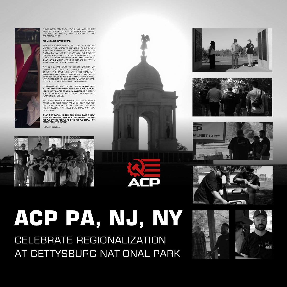 Chapters across the East Coast gathered in Gettysburg, PA to commemorate our achievements since the founding of the American Communist Party over a year ago. The event strengthened our bonds and set the foundation for future regional work.

Gettysburg was the turning point in the
