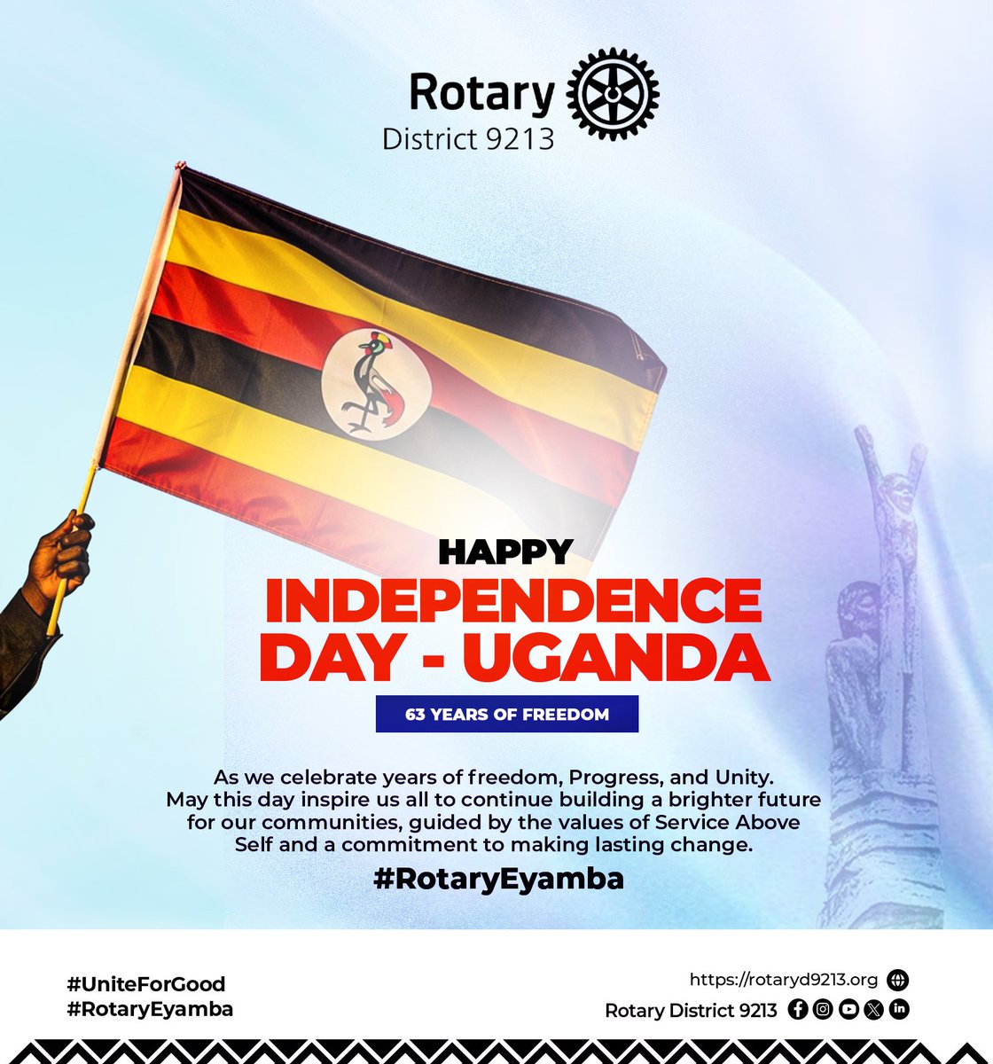 May this day continue to remind us of our Duty to create Lasting impact in our communities to make Uganda a more desired country for all of us.

#RotaryEyamba
#District9213