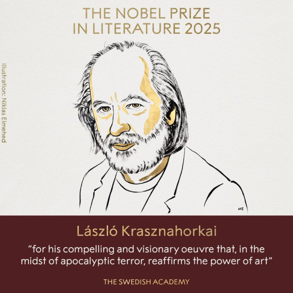 El Premio Nobel de Literatura 2025 es para … ¡László Krasznahorkai! Qué linda noticia.