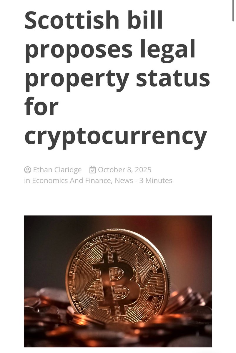 Brit_blockchain's tweet image. “This legislation provides the legal clarity that businesses and investors need to thrive in Scotland’s digital economy,” said business minister @RichardLochhead.
“By clarifying how digital assets are treated under Scots property law, we are building strong foundations for…