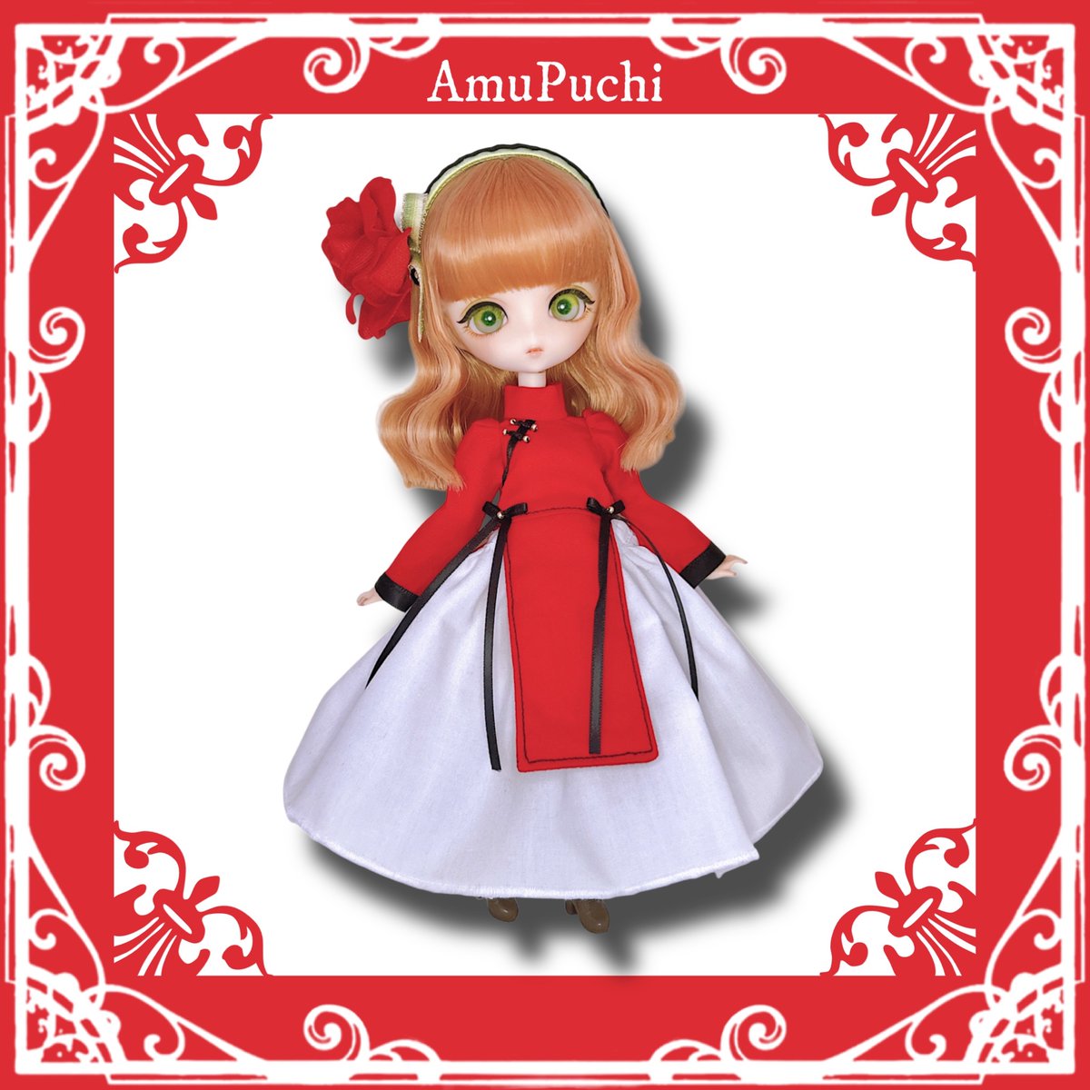 AmuPuchi's tweet image. 𖠁オーダーチャイナのご紹介𖠁

bloom用チャイナドレス（赤×白）
バラちゃんへのプレゼントにデフォルト服に寄せたカラーチョイス

オーダーいただきありがとうございます！

#Harmoniabloom
#ハルモニアブルーム