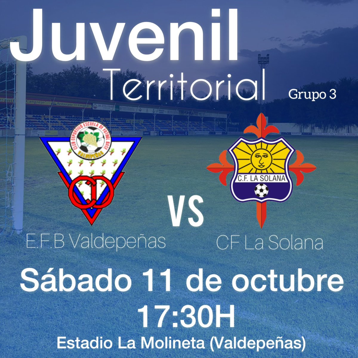 Nuestros juveniles volverán a jugar esta jornada fuera de casa debido a las  obras en el Anexo y se desplazarán hasta la vecina localidad de Valdepeñas  para disputar su partido el sábado