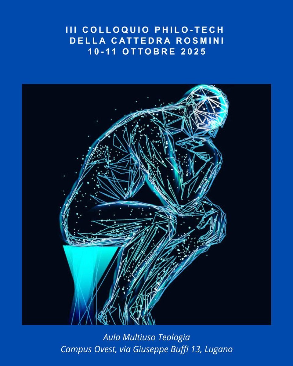 Diamo il benvenuto a Lugano per il “Colloquio philo-tech” anche a Giuseppe Vaciago che completerà il tavolo sulla “tecnologIA”. Gli altri tavoli si concentrano sugli aspetti “filosofIA”, “fantasIA”, “denocrazIA”e “teologIA”. Vi aspettiamo alle 8.30 presso la Facoltà di Teologia.