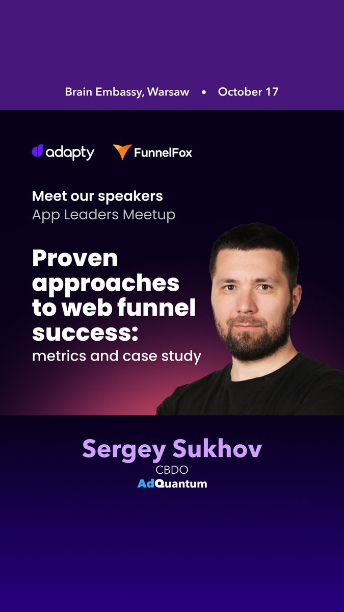 ⚡App Leaders Meetup is coming to Warsaw!

🫂 Only 100 seats available — and it’s free to join!
Get yours: 

adapty.io/app-leaders-me…